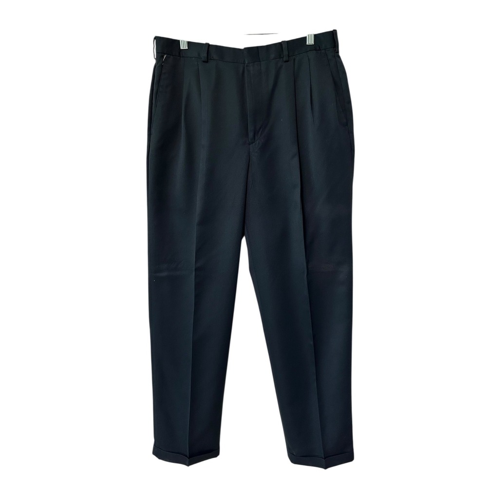 Savane Mens Black Pleated Dress Pants Business Casual‎ Trousers